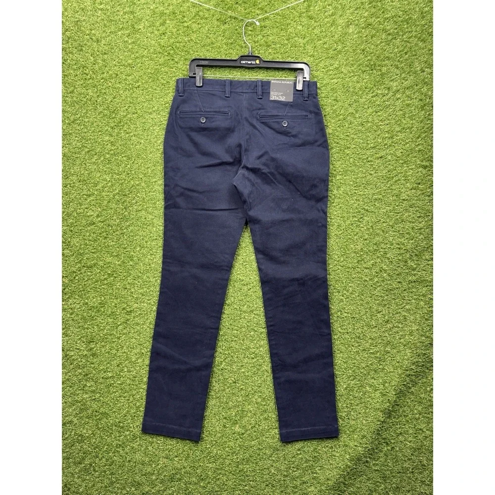 Banana Republic Chino Pants Mens 31x32 Preppy Fulton Skinny Fit Blue NWT